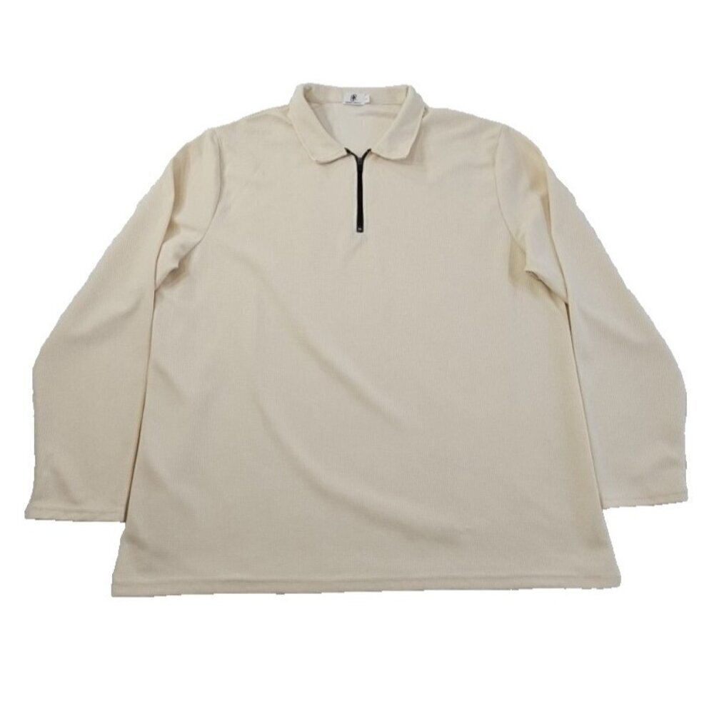 Banana Republic Waffle Knit Sweater Men's‎ L Taupe 1/4 Zip Long Sleeve EUC LN